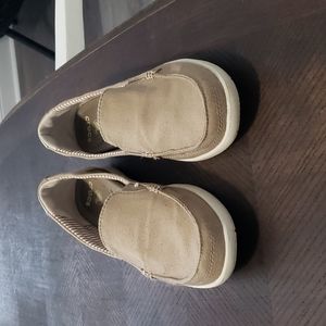 Crocs slip on, tan canvas shoe, size 8